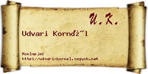 Udvari Kornél névjegykártya